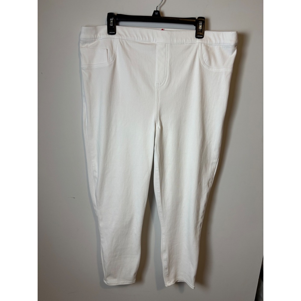 Spanx Womens White Ankle Skinny Jeans Pull On Stretch Denim Plus Size 3X 3TG